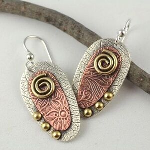 Bohemian Style Flower Leaf Dangle Hoop Earrings